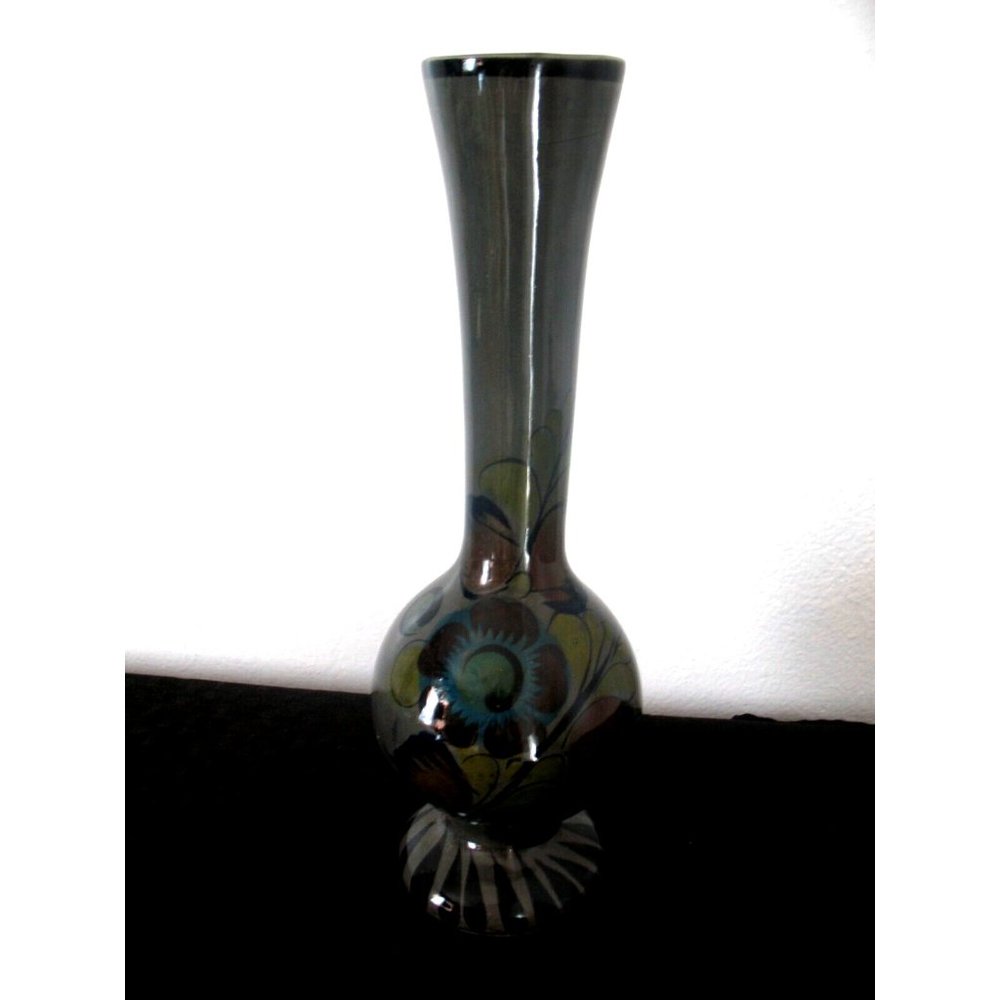 Vintage Mexican Folk Art Tonala 8.5" Floral Vase -  Mexico